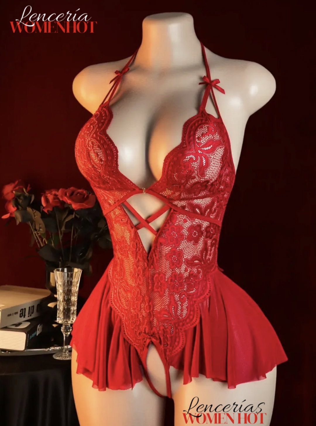 MONO DE ENCAJE FLORAL SEXY 