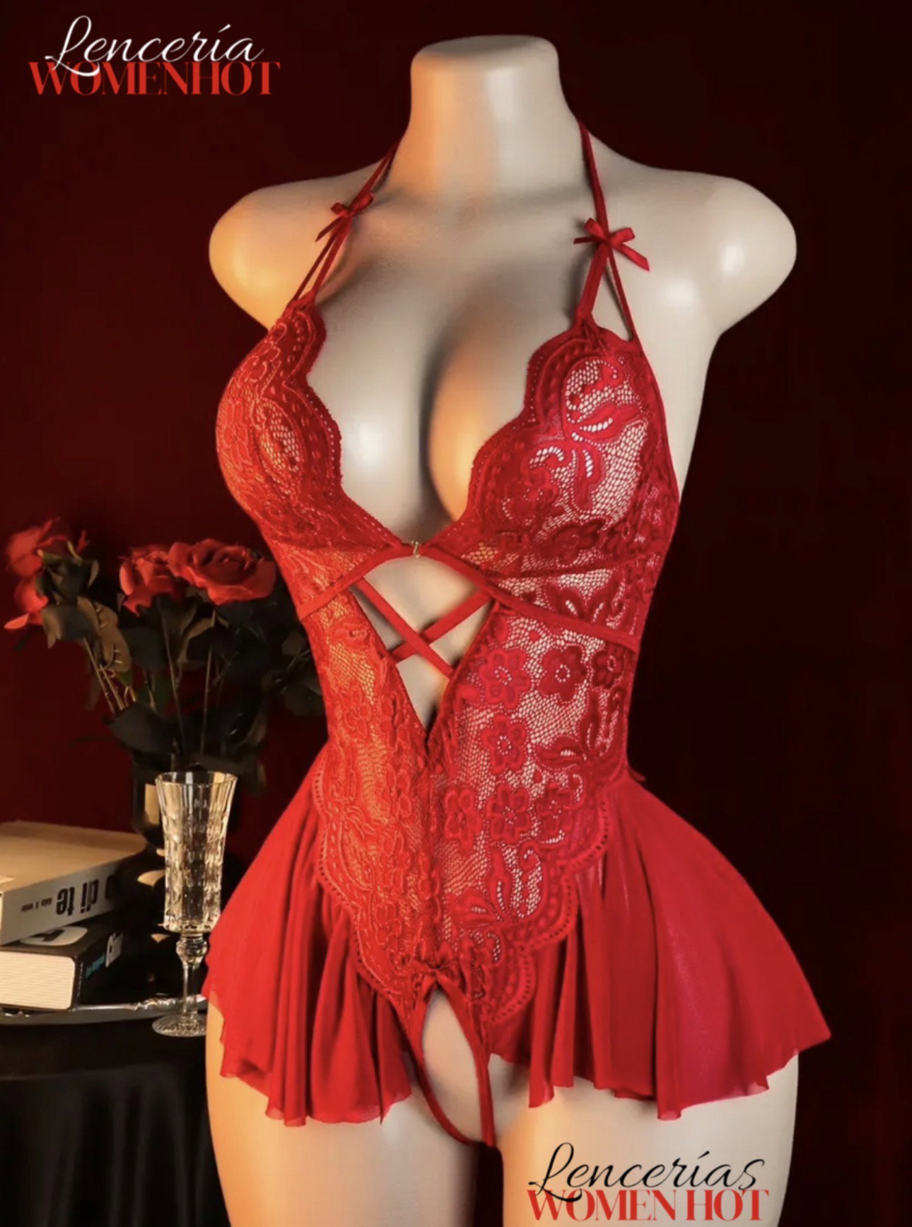 MONO DE ENCAJE FLORAL SEXY