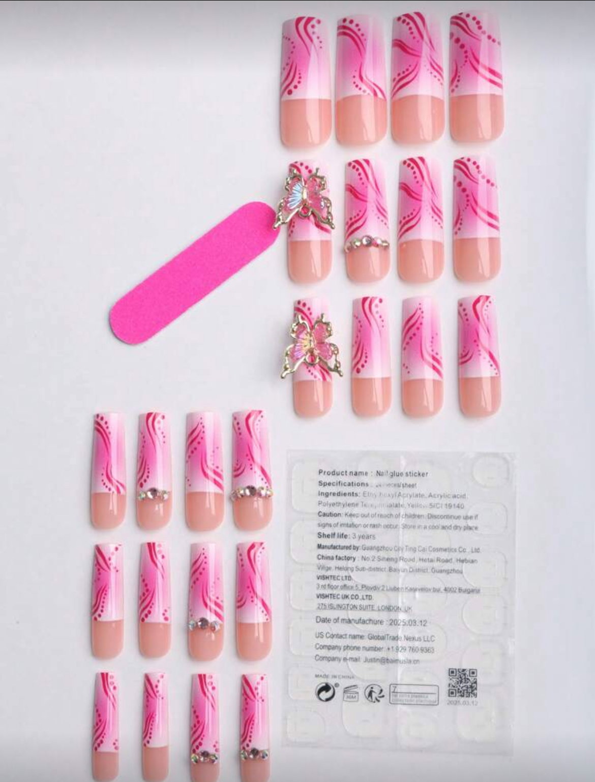 Pink Butterfly Dream Press-Ons_1