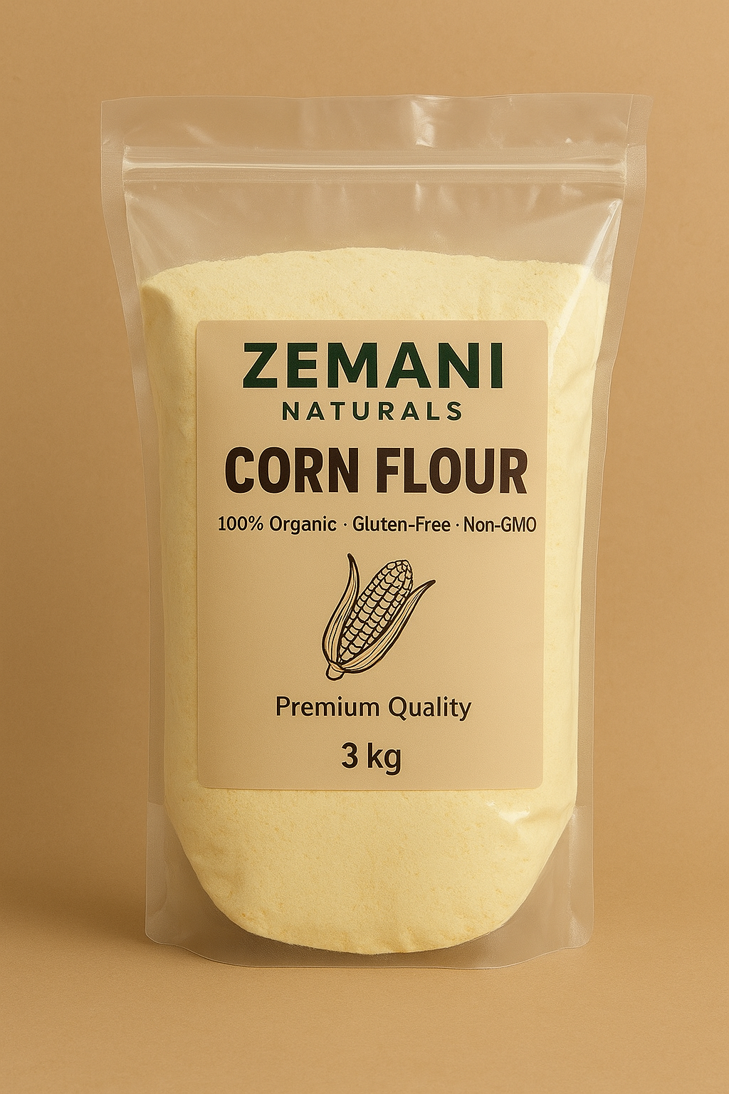 Zemani Naturals Corn Flour – 100% Organic | Gluten-Free | 3kg