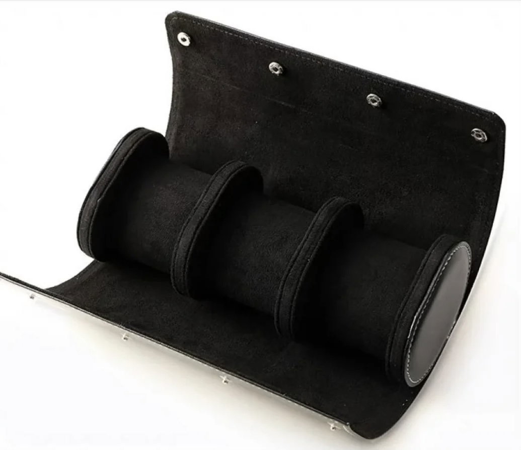 Black Leather watch Roll Case _1