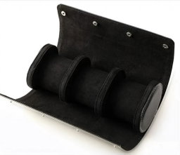 Black Leather watch Roll Case 