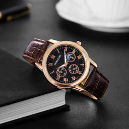 addigoes Men's Watches Brown Leather