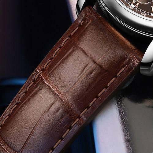 Men's Belt Fashion Quartz Watch Men Round Business - Brown_1