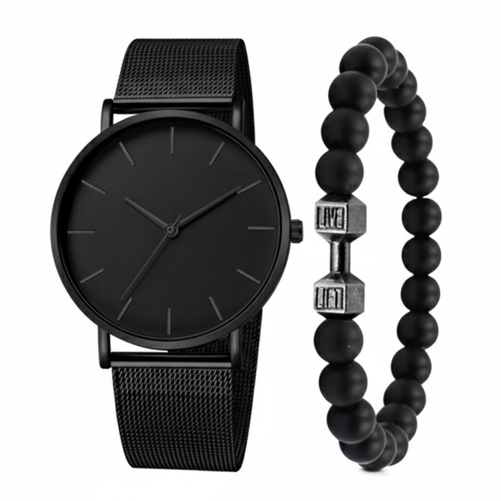 Men's Simple Fashion Watch + Bracelet Set