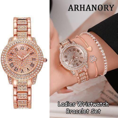 ARHANORY 3 In 1 Women's Wristwatch Bracelet Dating Set Quartz Watches_1