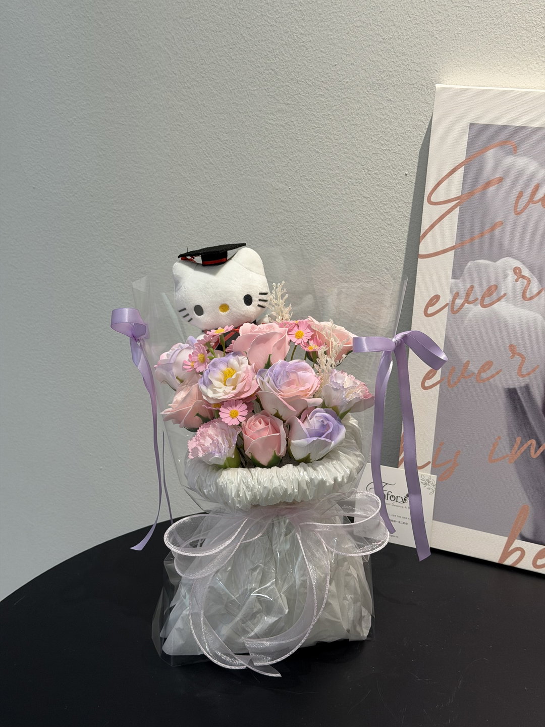 (GD011) Graduation Kitty Soap Flower Transparent Bouquet