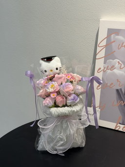 (GD011) Graduation Kitty Soap Flower Transparent Bouquet