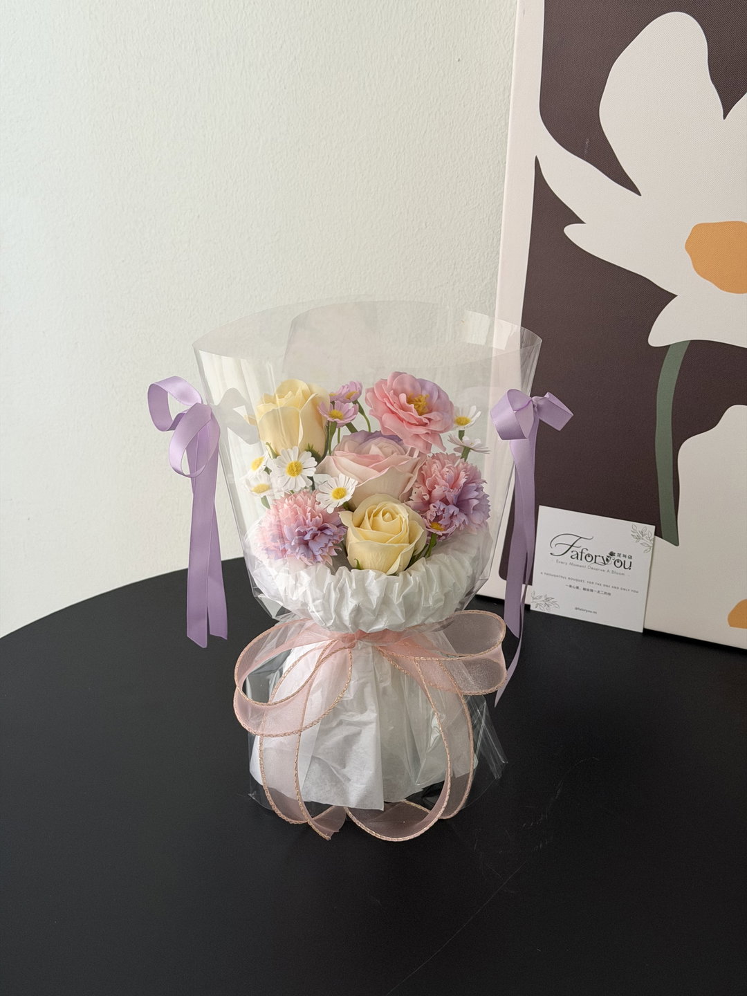  Soap Flower Mixed Transparent Bouquet 