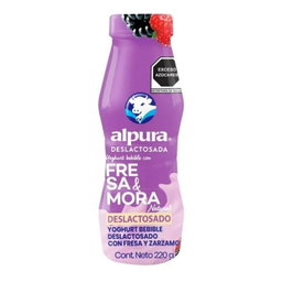 Yogurt Bebible Alpura Deslactosado Fresa y Mora 220g 