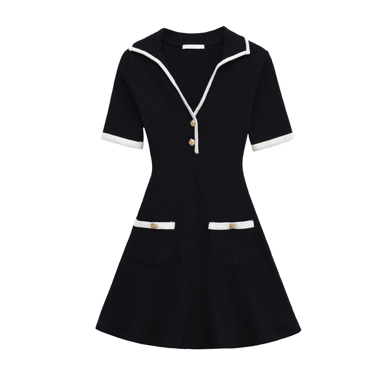 Blocked V-neck mini Skirt_3