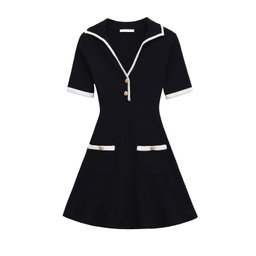 Blocked V-neck mini Skirt