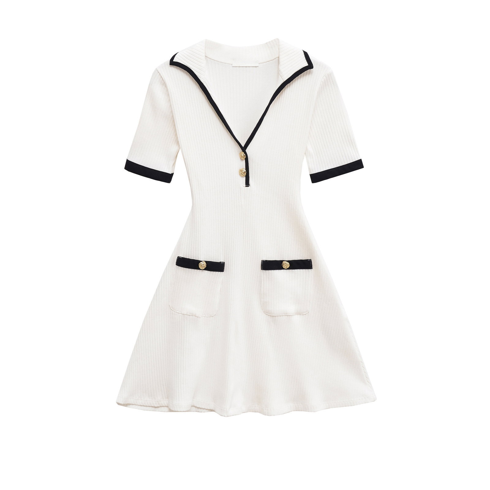 Blocked V-neck mini Skirt_1