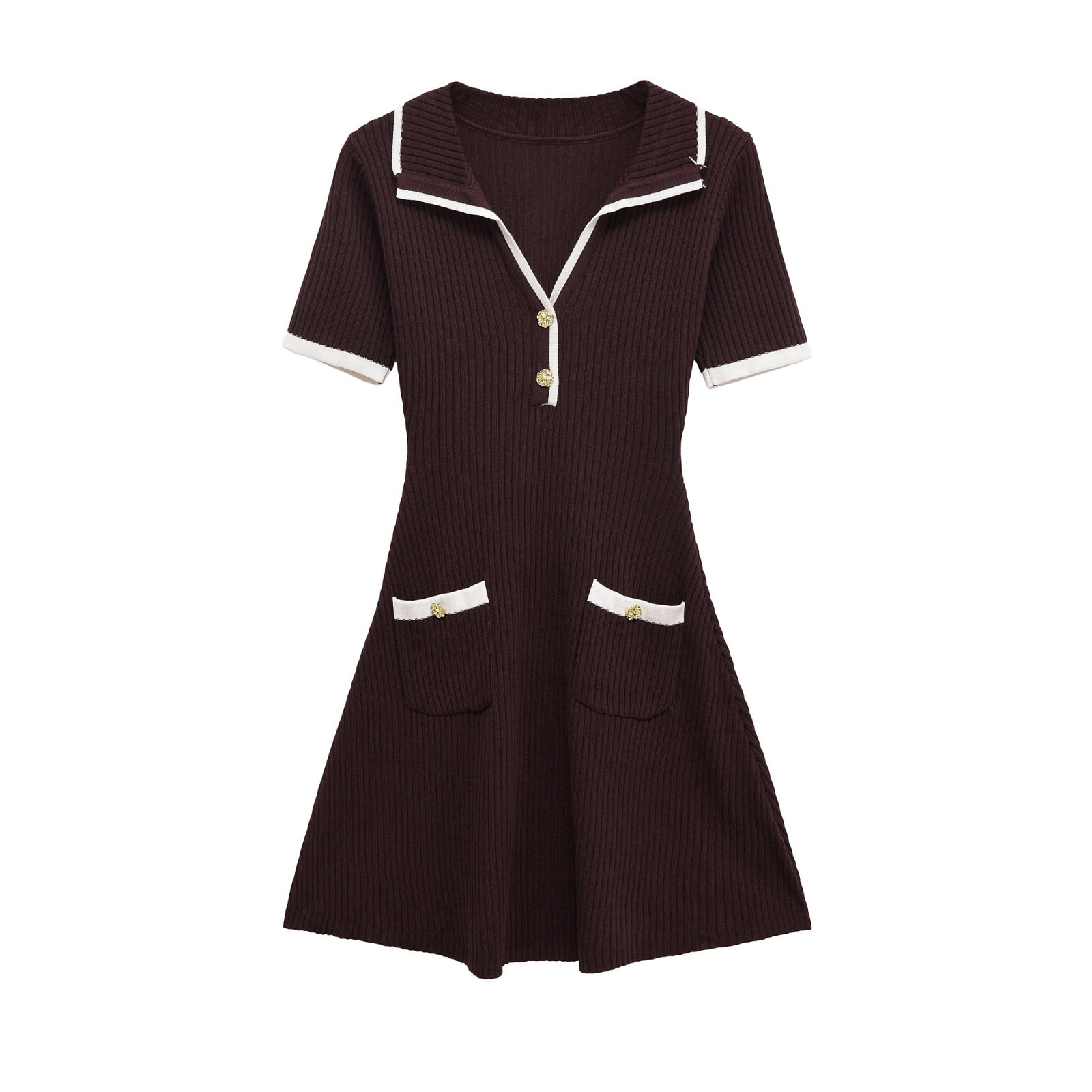 Blocked V-neck mini Skirt_2