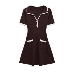 Blocked V-neck mini Skirt