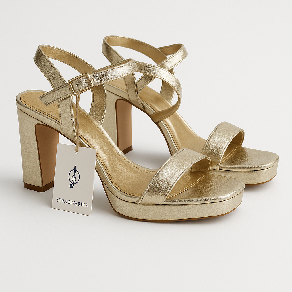 Tacones dorados de tiras finas Stradivarius - Size 8_1