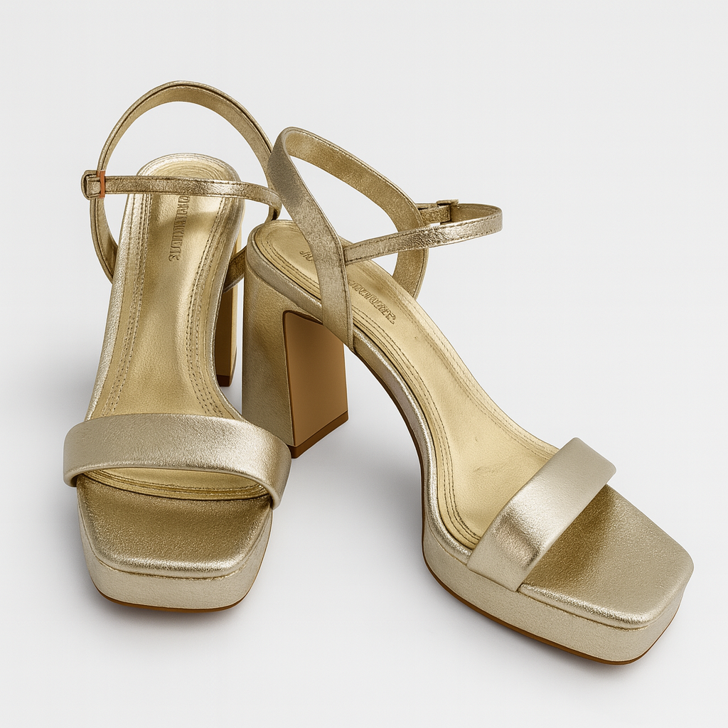 Tacones dorados de tiras finas Stradivarius - Size 8