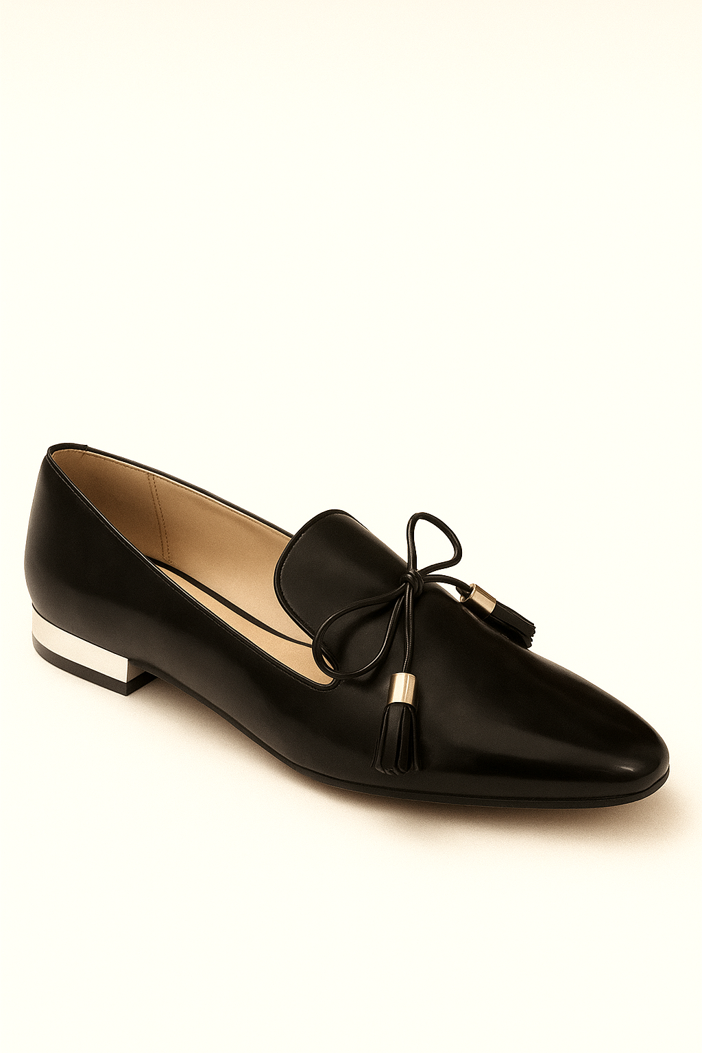 Mocasines negros con lazo y detalle dorado Zara Basic - Size 8_1