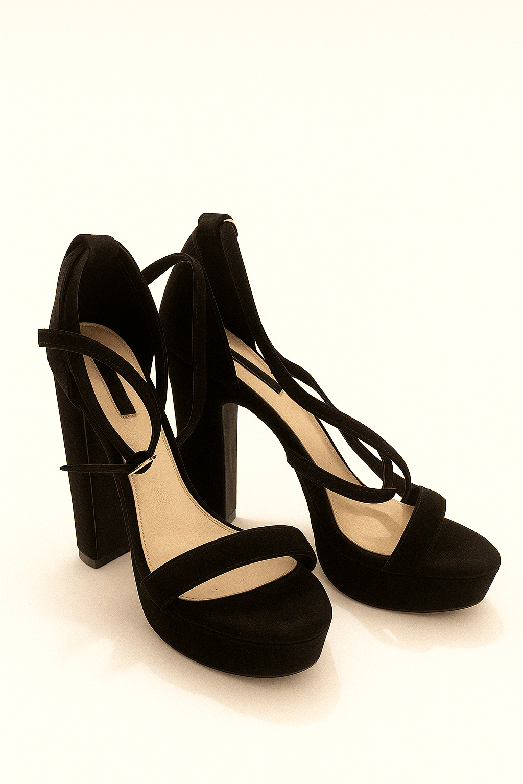Tacones negros de plataforma con tiras cruzadas - Size 8_2