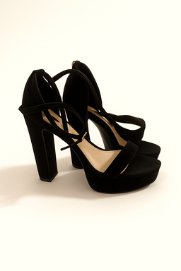 Tacones negros de plataforma con tiras cruzadas - Size 8