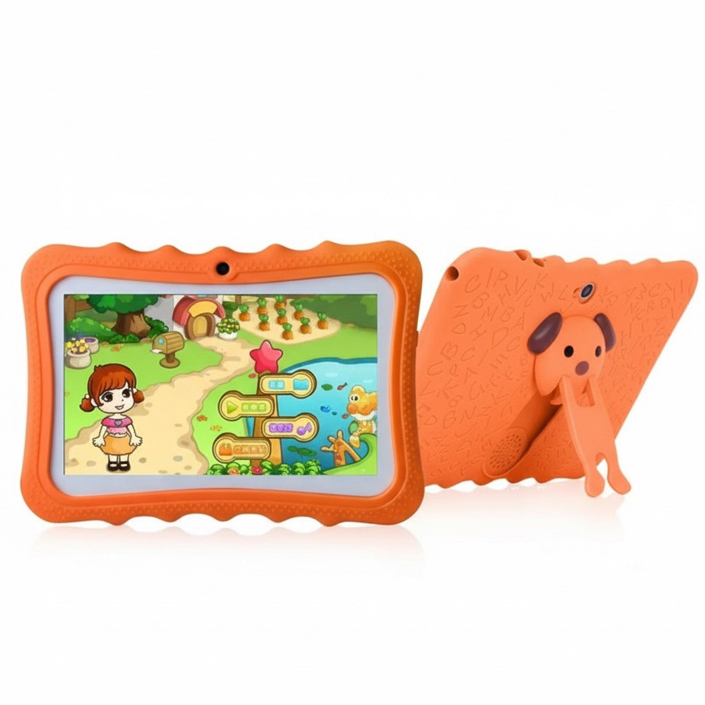 TiLECC Android 12 7 Inch Kid Tablet Dual Camera 4GB RAM 128GB 4000mAh Orange_0