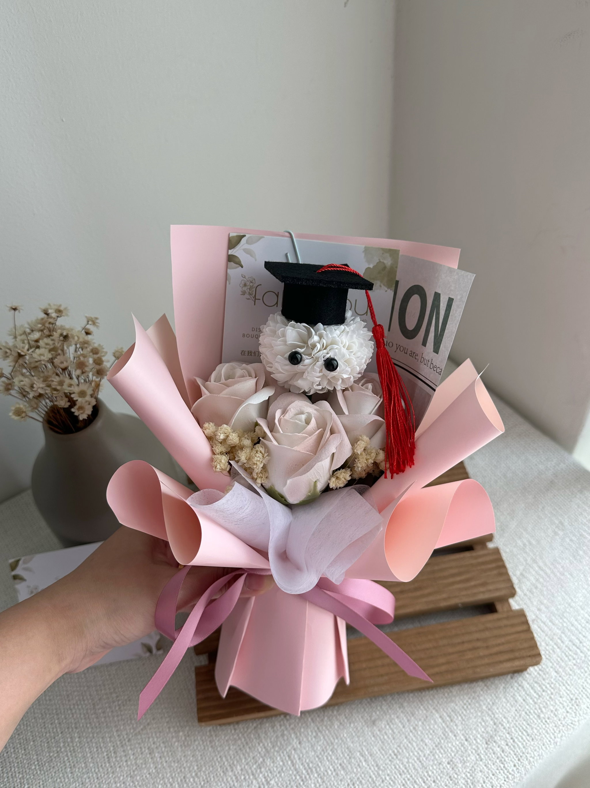 (GP010) Graduation Ping Pong Soap Rose Bouquet_1