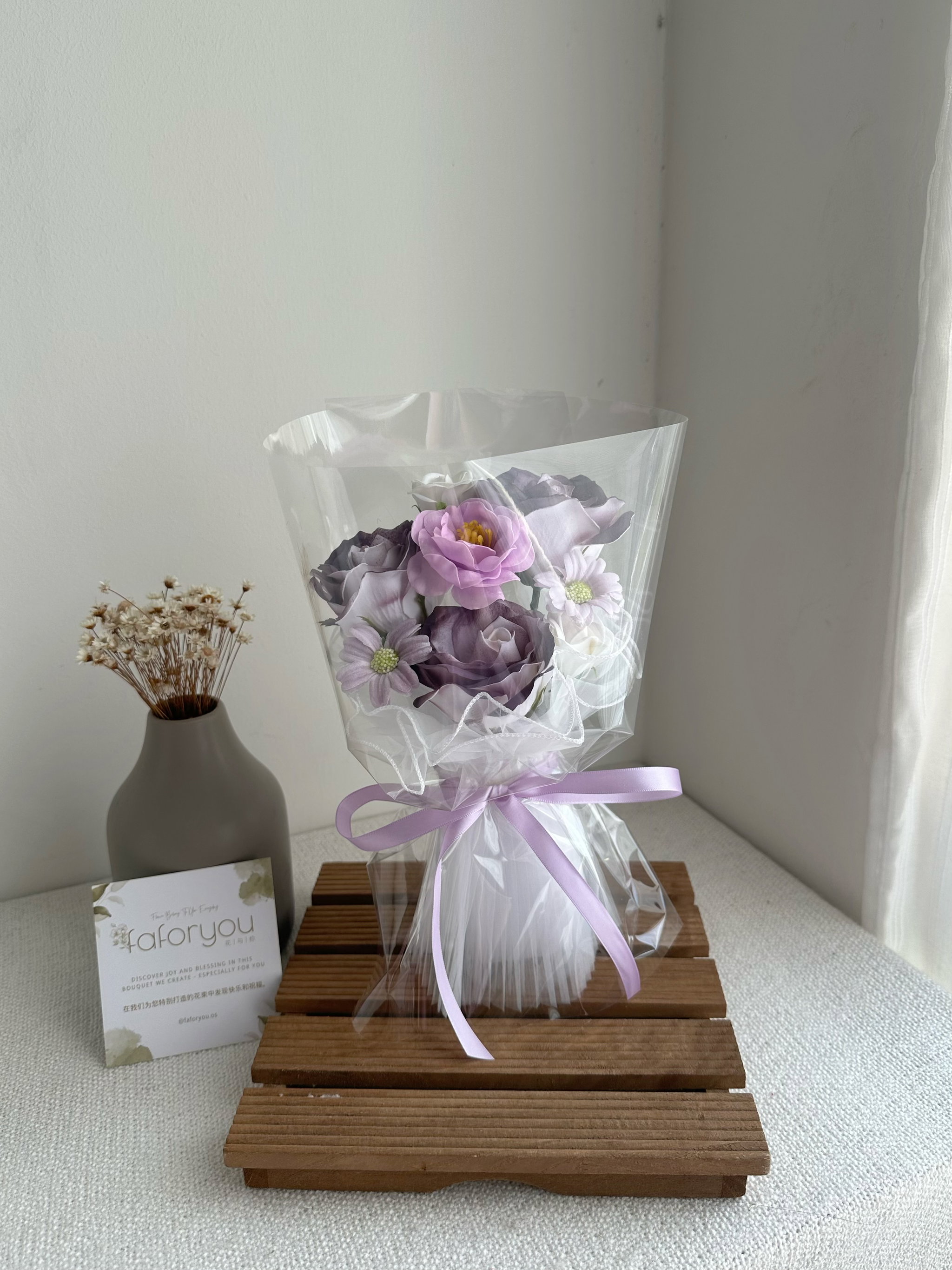 (3R022) 3 Stalk Soap Rose Mixed Bouquet _8