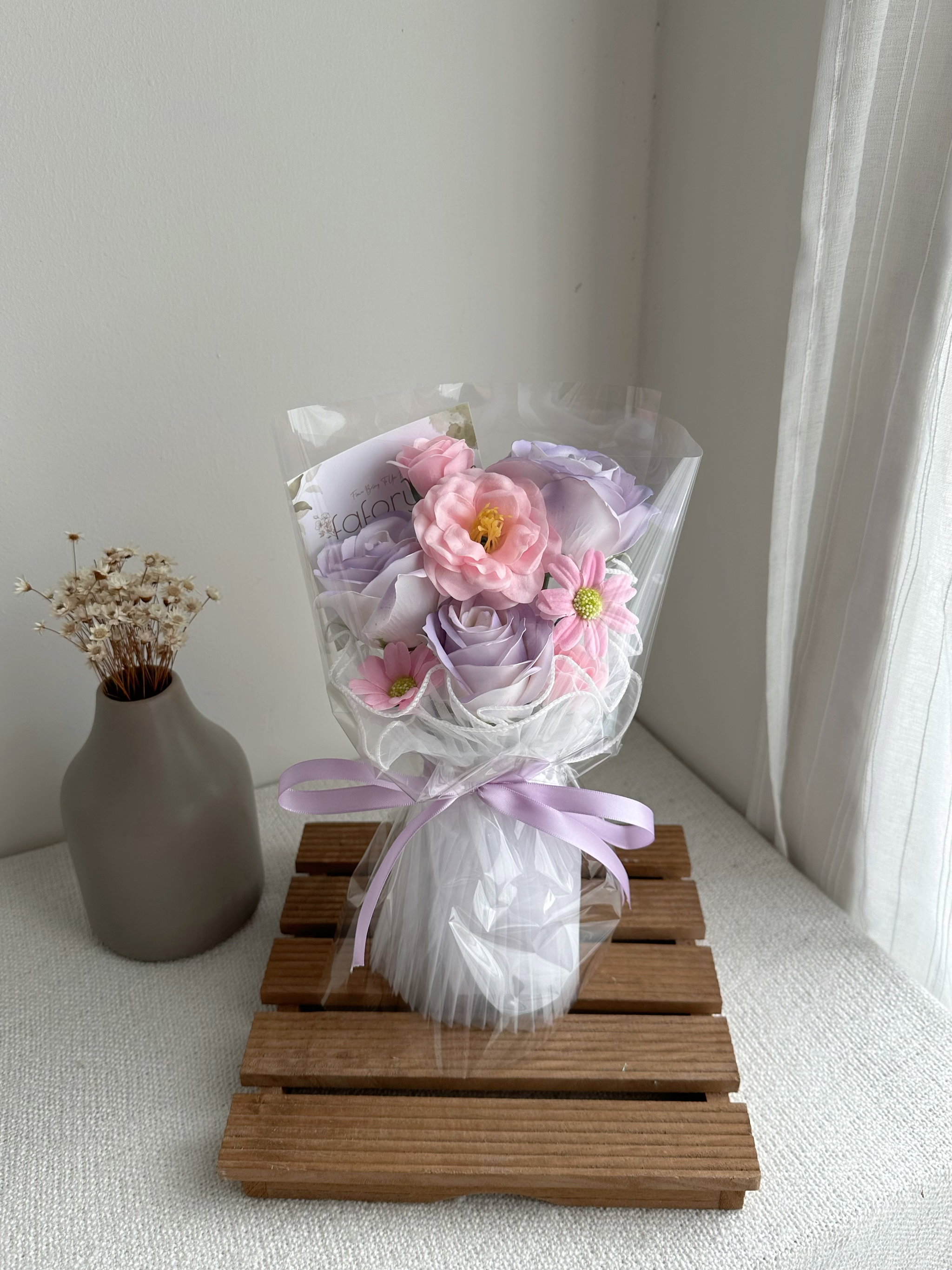 (3R022) 3 Stalk Soap Rose Mixed Bouquet _4