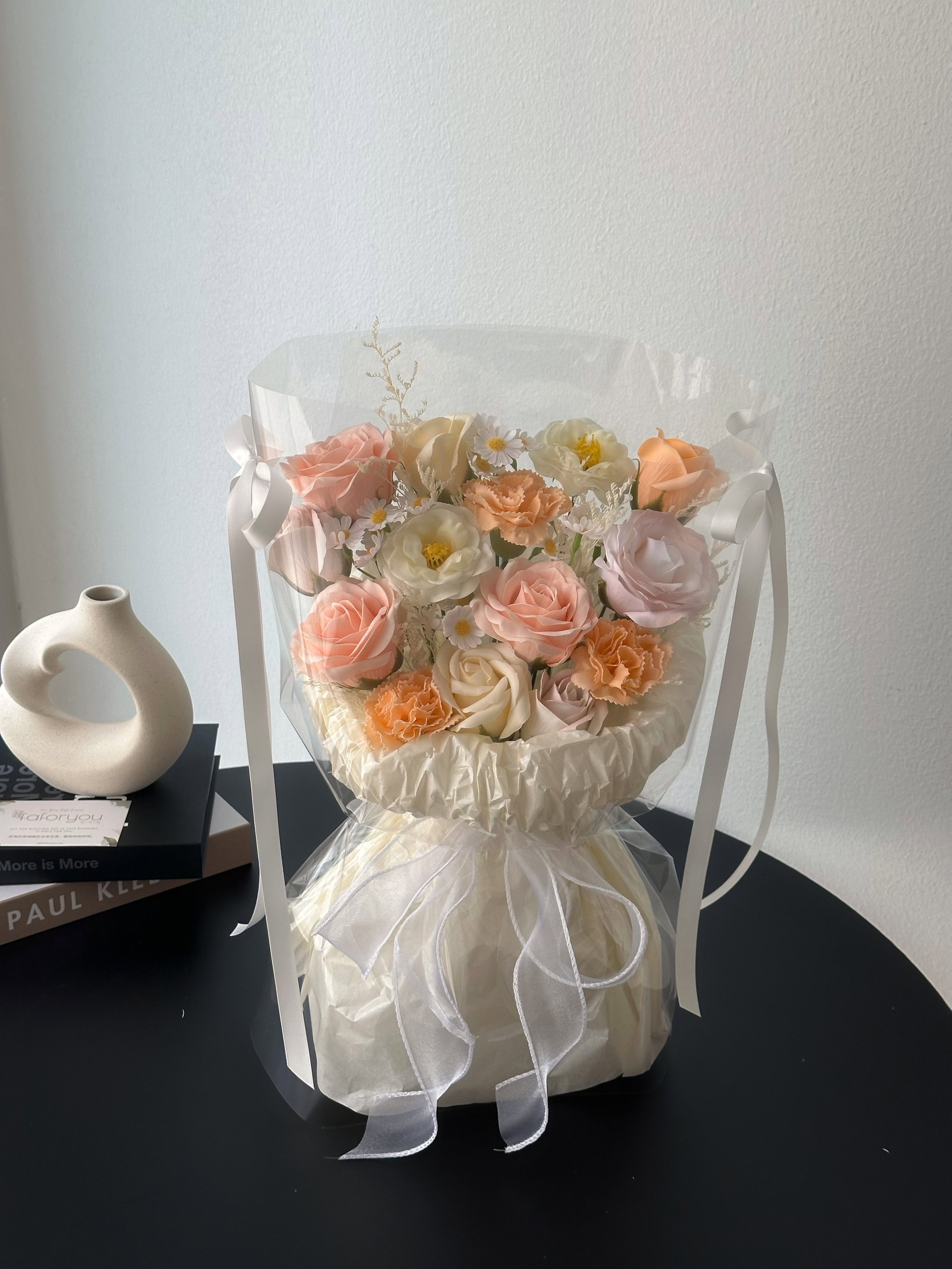 Orange Soap Flower Mixed Transparent Bouquet _1