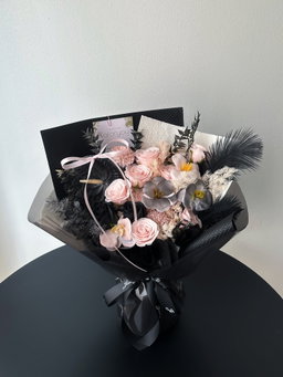 Black Pink Soap Flower Mixed  Bouquet  