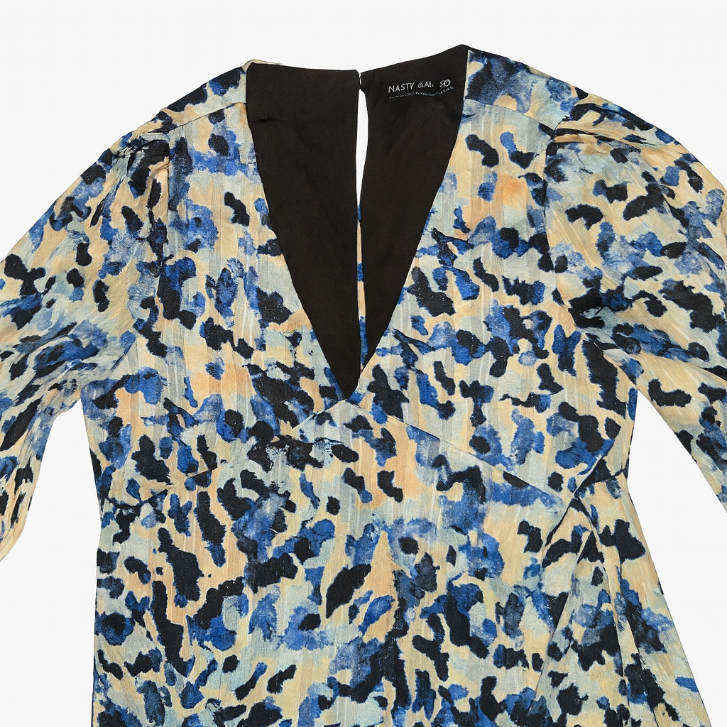 Vestido midi estampado en tonos azules y beige Nasty Gal - Size 6_2