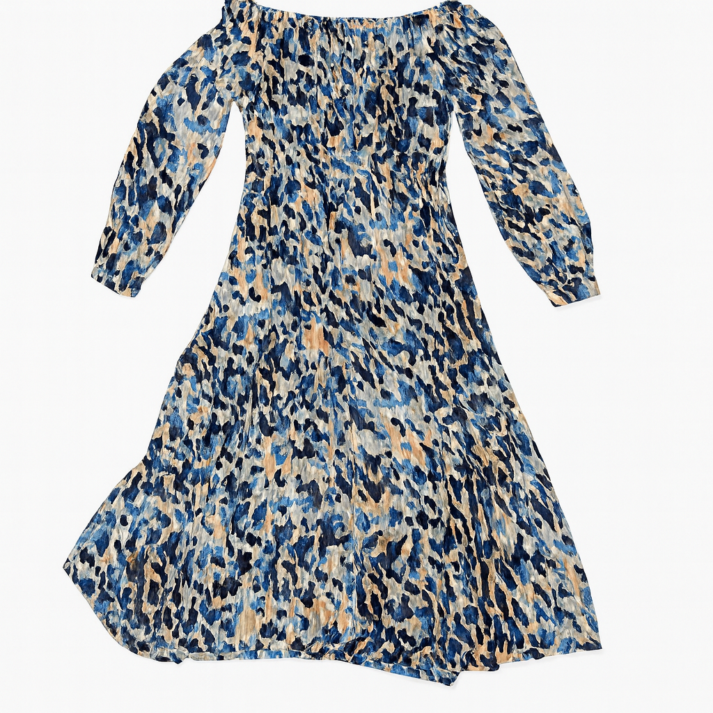 Vestido midi estampado en tonos azules y beige Nasty Gal - Size 6_1