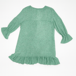 Vestido verde con mini estampado y volantes - Size 6
