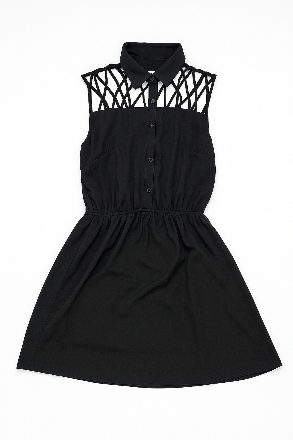 Vestido negro con detalle entrelazado en el escote - Size M