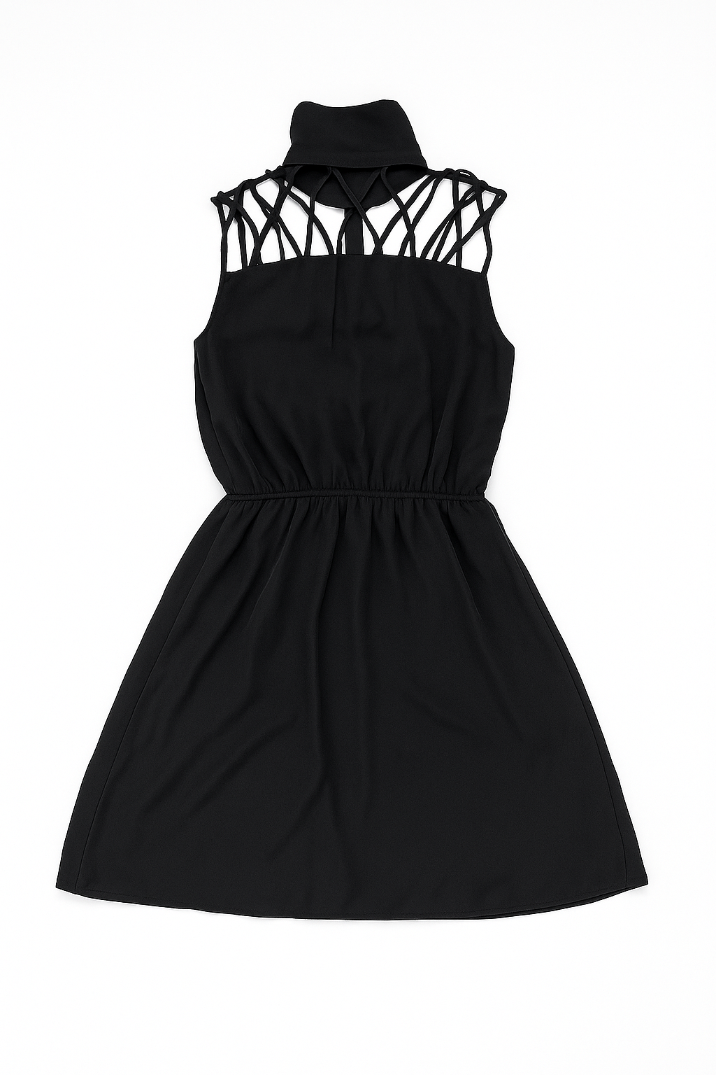 Vestido negro con detalle entrelazado en el escote - Size M_1
