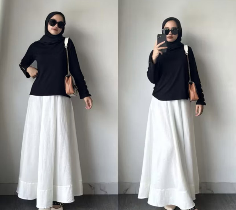 MORHA  Wide Skirt  Rok Panjang Wanita Lebar Line A
