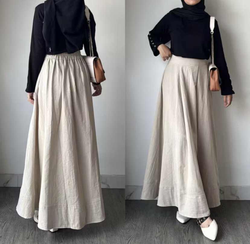 MORHA  Wide Skirt  Rok Panjang Wanita Lebar Line A_3