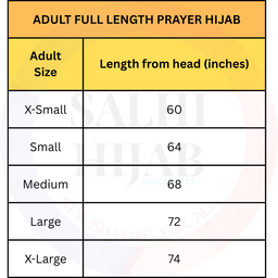 Prayer Hijabs - full length Adult Small