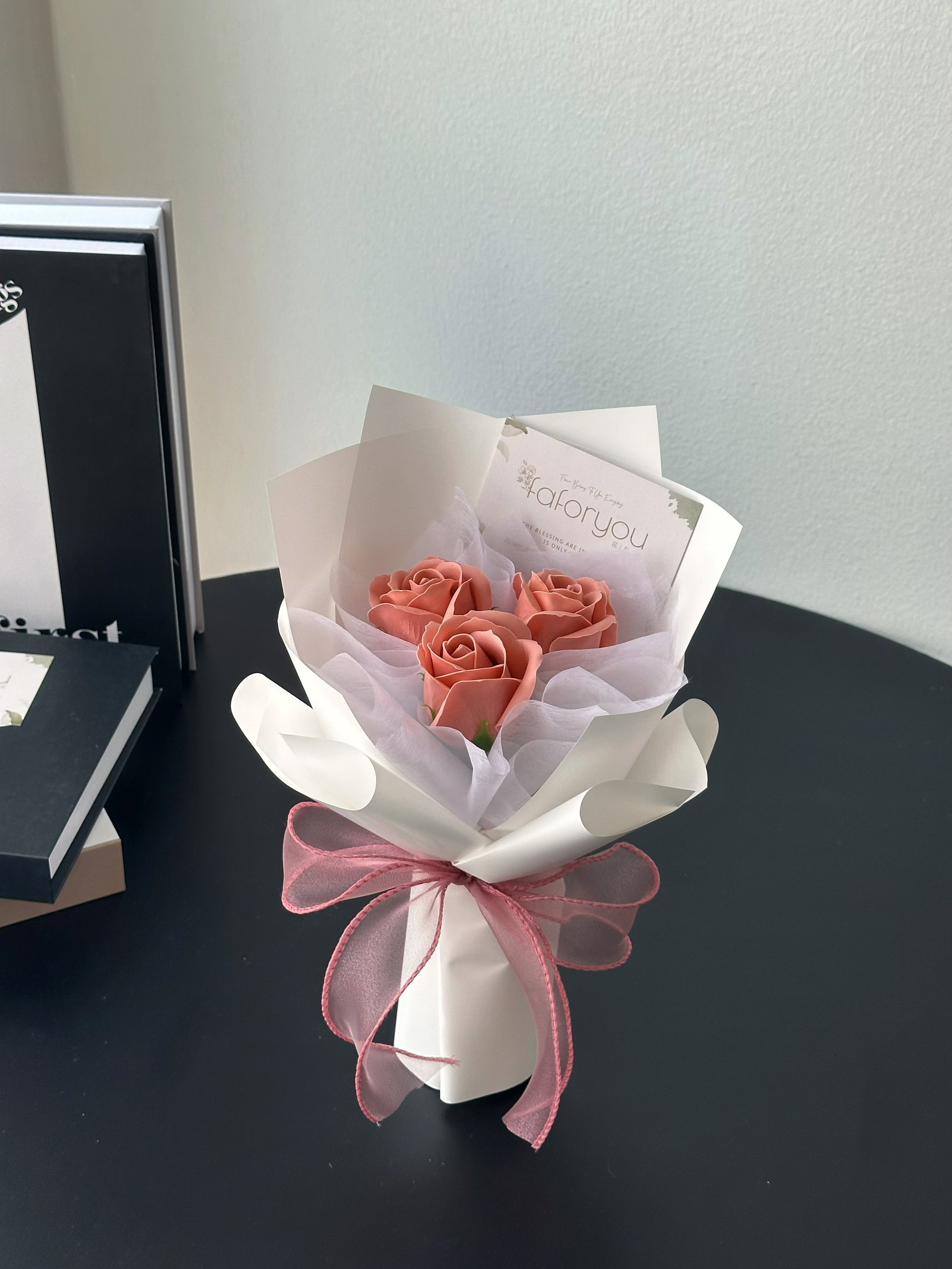 (3R003) 3 Stalk Soap Rose Bouquet    _0