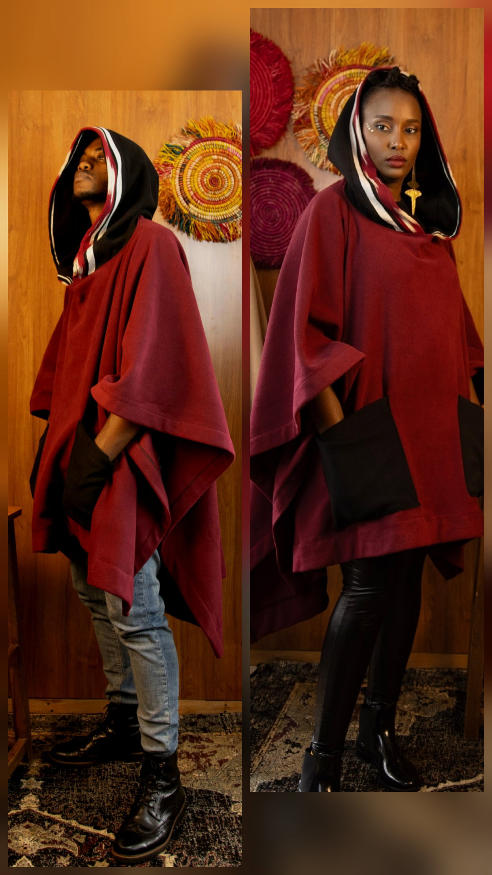 The Safari Poncho - Maroon _1