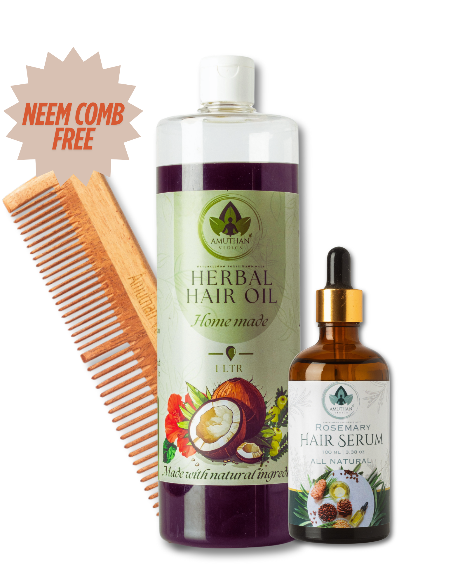 1Ltr Herbal Hair Oil & 100 ML Rosemary Serum_0