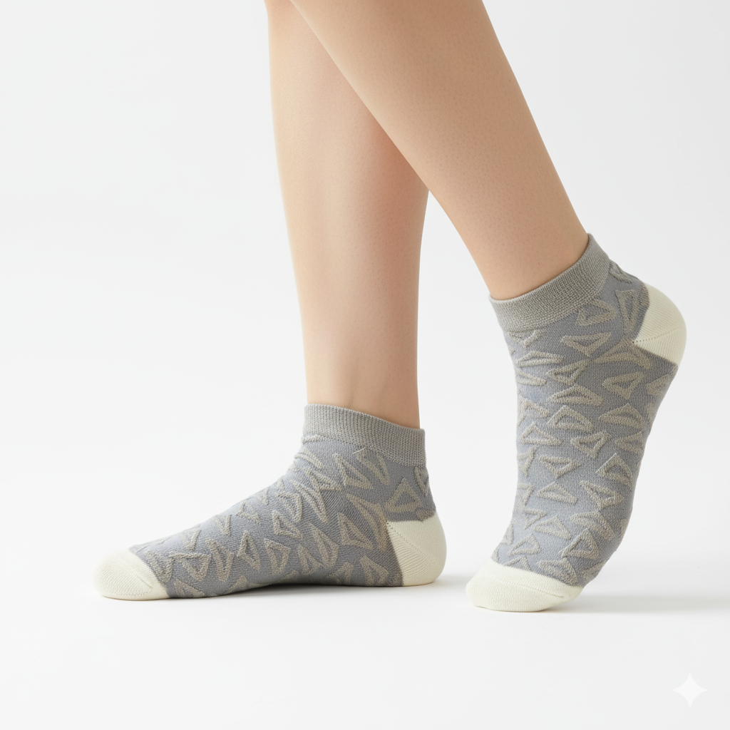 [10008B] - 5 Mixed Pairs Women's Cotton Blend Low-Cut Ankle Socks – Breathable, Minimal & Everyday Comfort_1
