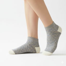 [10008B] - 5 Mixed Pairs Women's Cotton Blend Low-Cut Ankle Socks – Breathable, Minimal & Everyday Comfort
