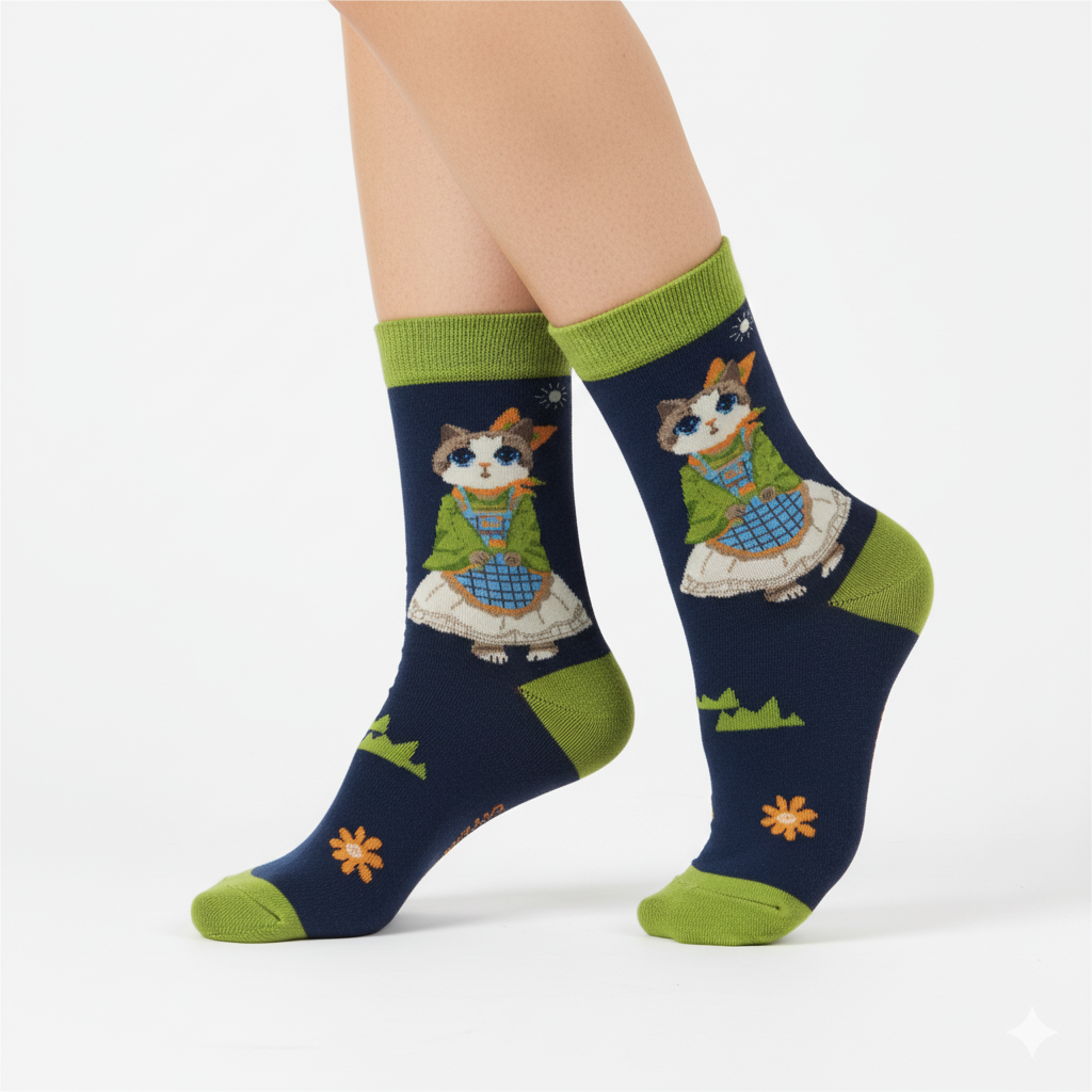 [10014] - 2 Pairs Women's High-Cotton High-Cut Crew Socks – Breathable, Cozy & Everyday Comfort 