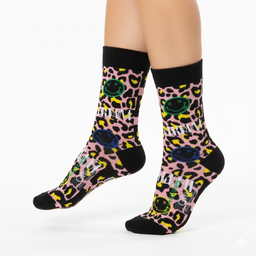 [10019] - 2 Pairs Men's High-Cotton High-Cut Crew Socks – Breathable, Dots/Graphic & Everyday Comfort 