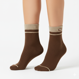 [10079] - 5 Pairs Men’s Cotton Blend High-Cut Crew Socks – Breathable Stripes/Plain & Everyday Comfort 