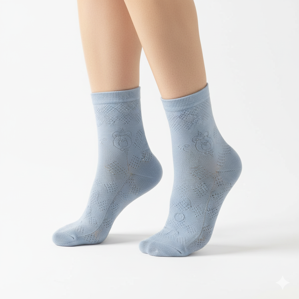 [10085] - 5 Pairs Women’s Cotton Blend High-Cut Crew Socks – Breathable & Everyday Comfort _0