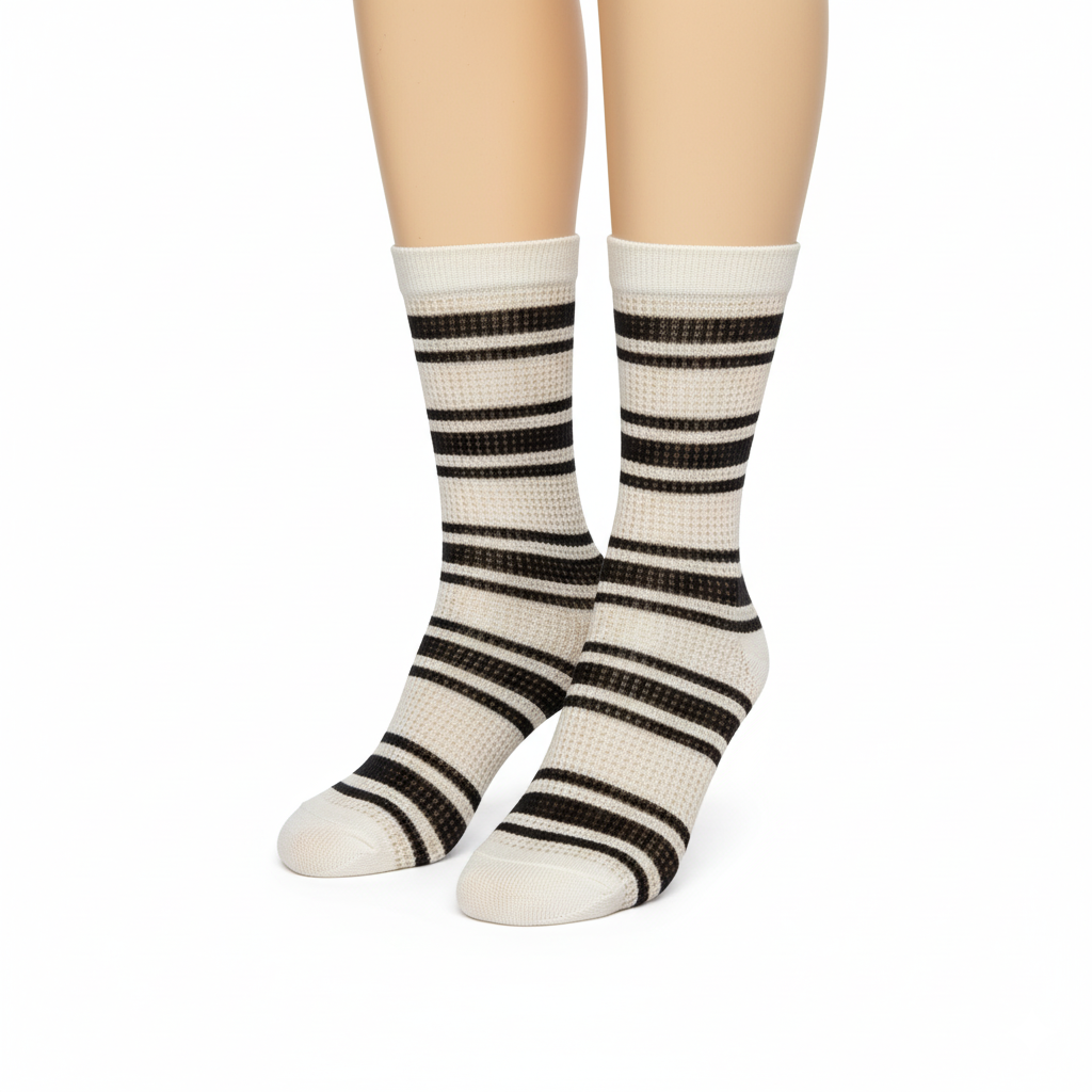 [10094] - 2 Pairs Women’s Bamboo High-Cut Crew Socks – Soft, Breathable & Eco-Friendly Comfort _1