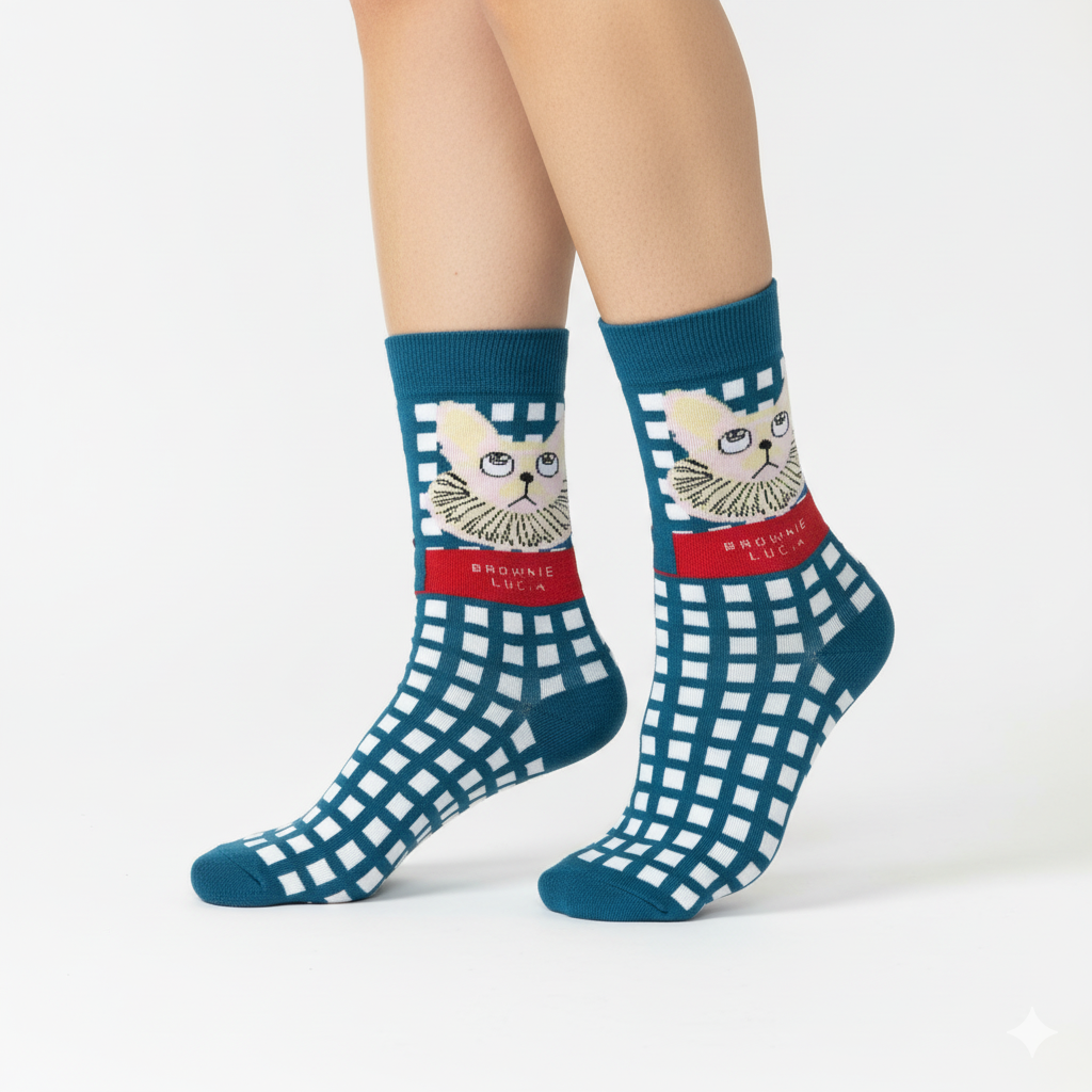 [10097] - 3 Pairs Women’s High-Cotton High-Cut Crew Socks – Breathable Dots/Stripes & Everyday Comfort 