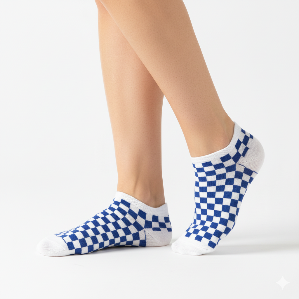 [10099] - 5 Pairs Women’s High-Cotton Low-Cut Ankle Socks – Breathable Stripes/Shapes & Comfort _0